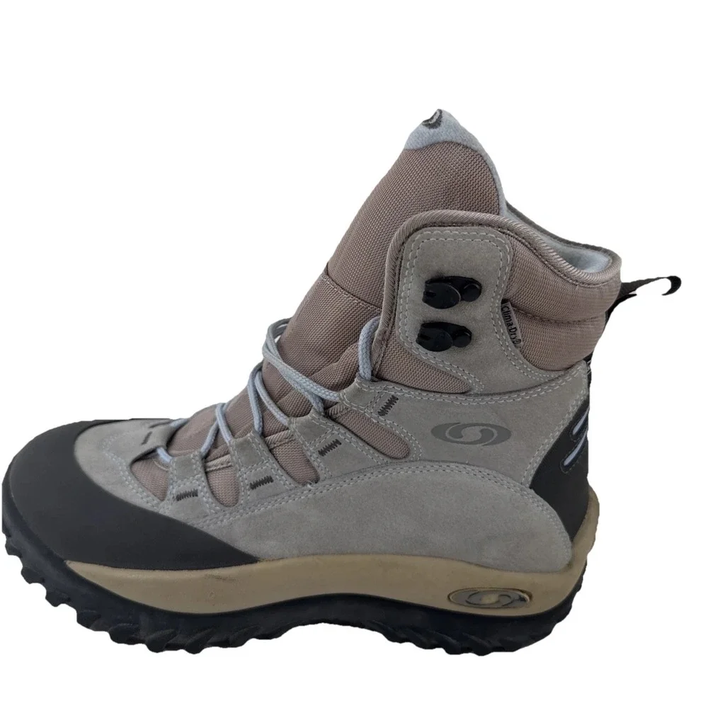 Salomon Clima-Dry Contagrip Hiking Boots Women 9 Blue Suede Pink Waterproof Mid